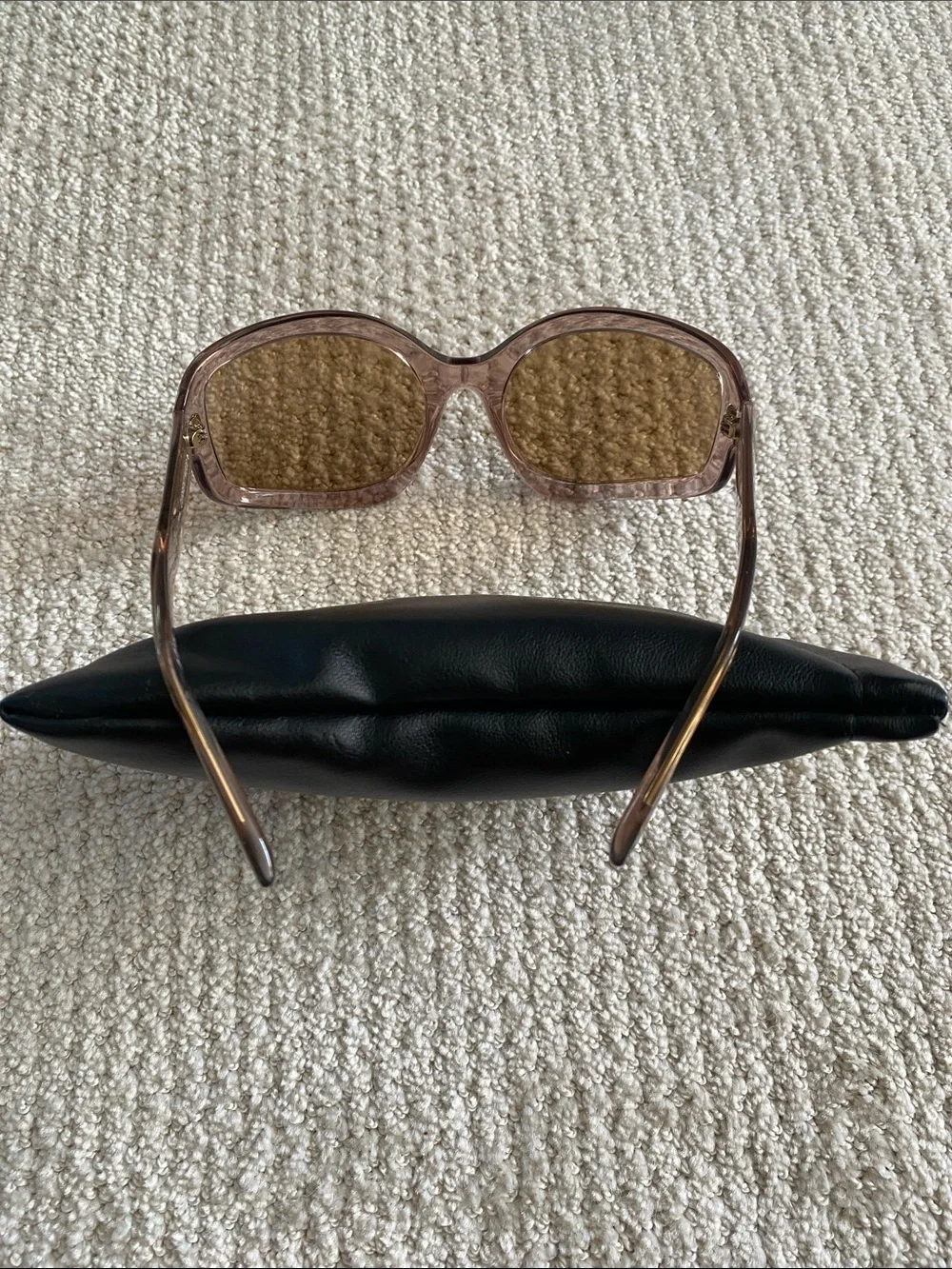 Quay Australia Light Nuetral Pinkish Brown Translucent Frame Sunglasses